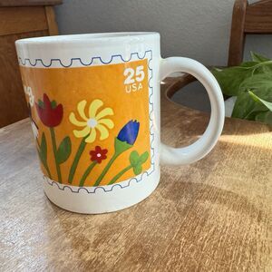 U.S. Postal Service 1989 Collectible Floral Coffee Mug Ceramic Painted Design